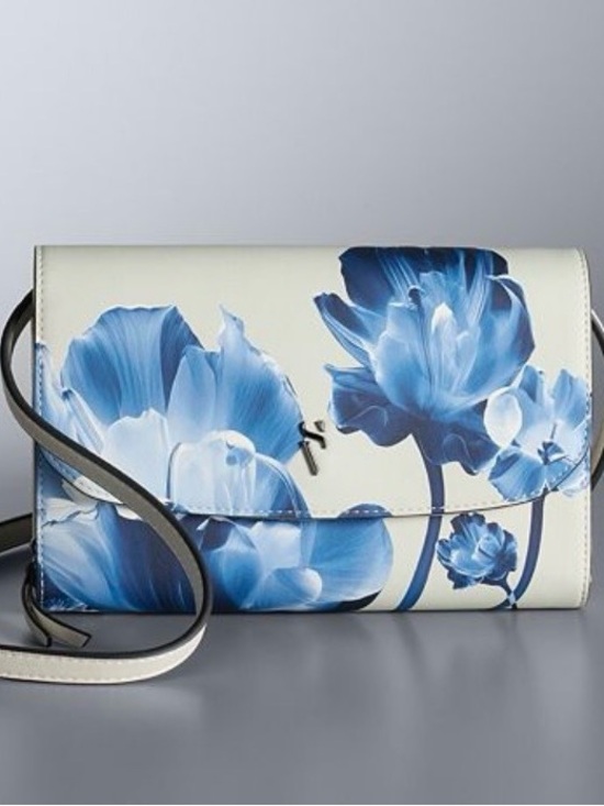 Simply Vera Vera Wang Handbags - Simply Vera Vera Wang Blue Floral Crossbody Bag